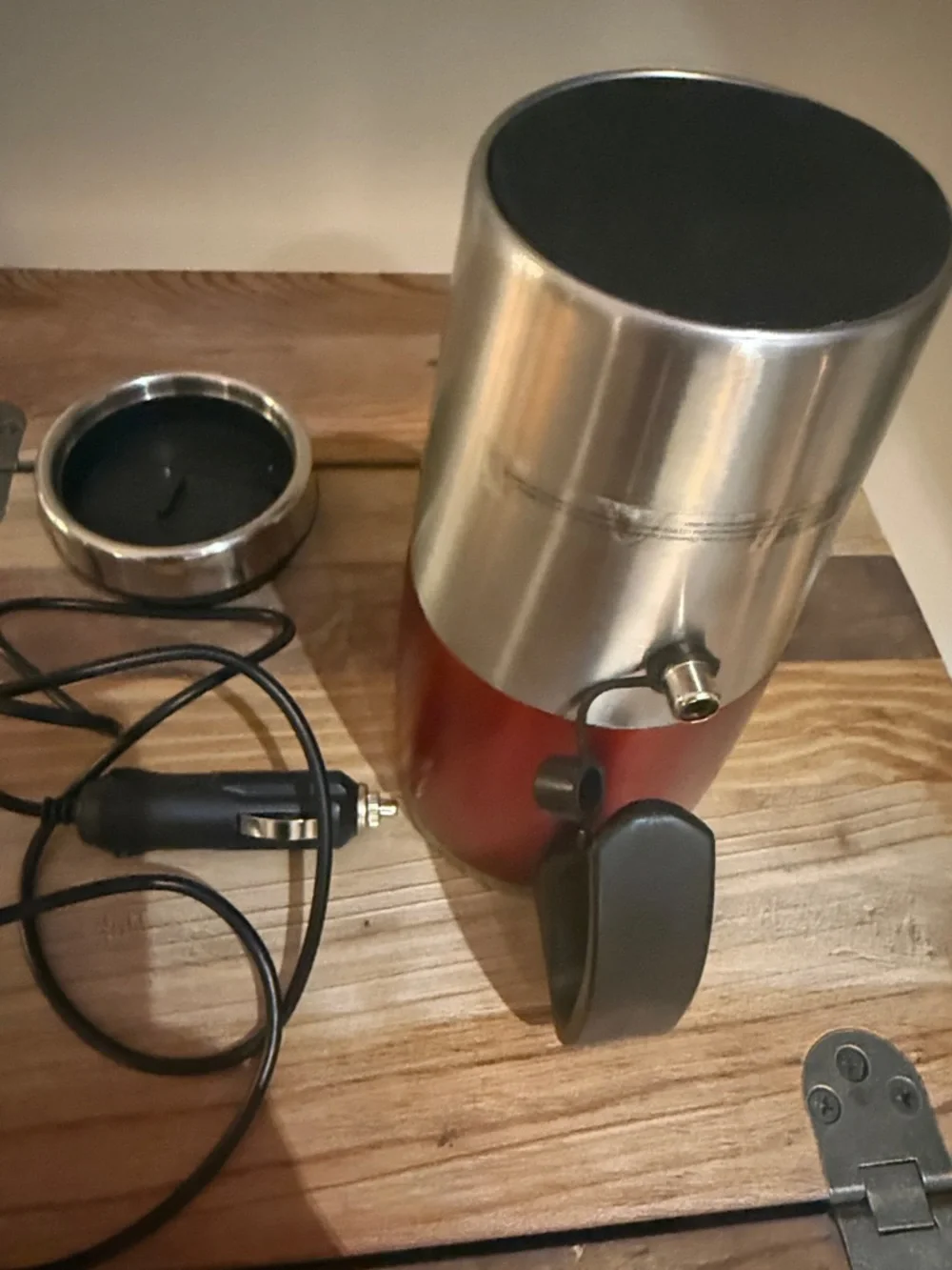 Red Travel Car Mug with Power Cord - Portable Heated Cup